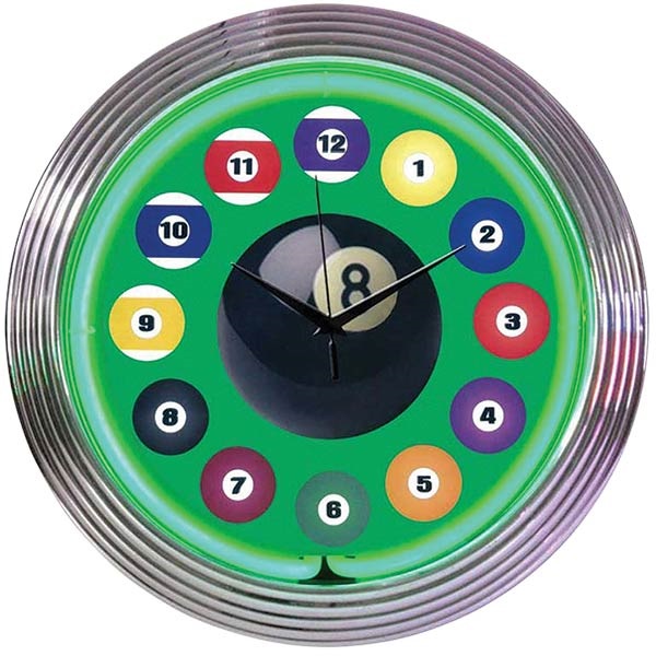 Billiard Ball Green Neon Wall Clock